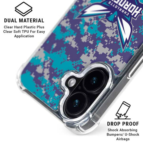 NBA Charlotte Hornets Digi Camo iPhone 16 Clear Case