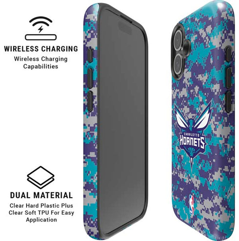 NBA Charlotte Hornets Digi Camo iPhone 16 Magsafe Impact Case