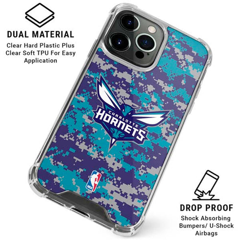 NBA Charlotte Hornets Digi Camo iPhone 16 Pro Clear Case
