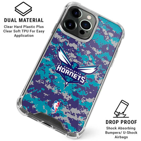 NBA Charlotte Hornets Digi Camo iPhone 16 Pro Max Clear Case