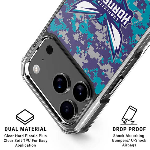 NBA Charlotte Hornets Digi Camo iPhone 18 Pro Clear Case