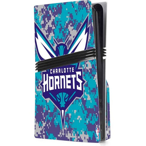 NBA Charlotte Hornets Digi Camo PS5 Pro Disk Console Skin