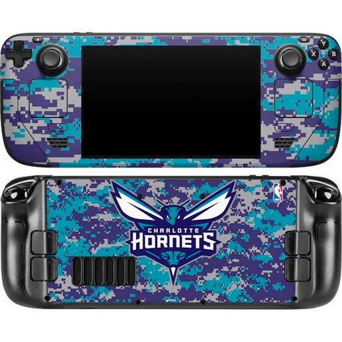 NBA Charlotte Hornets Digi Camo Steam Deck Handheld Gaming Computer OLED Skin