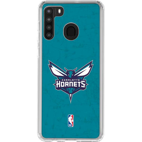 NBA Charlotte Hornets Distressed Galaxy A21 Clear Case