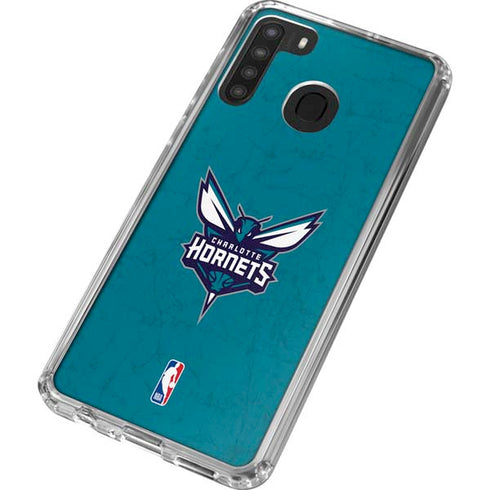 NBA Charlotte Hornets Distressed Galaxy A21 Clear Case