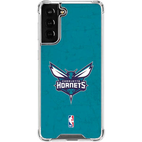 NBA Charlotte Hornets Distressed Galaxy S21 FE Clear Case