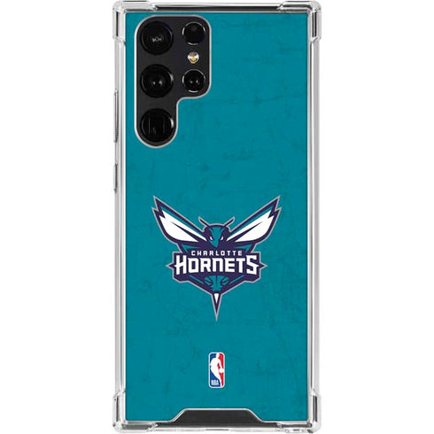 NBA Charlotte Hornets Distressed Galaxy S22 Ultra Clear Case