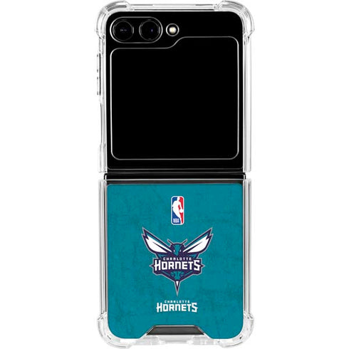 NBA Charlotte Hornets Distressed Galaxy Z Flip5 5G Clear Case