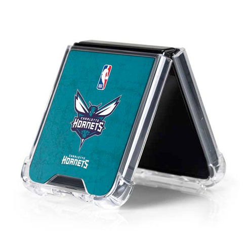 NBA Charlotte Hornets Distressed Galaxy Z Flip5 5G Clear Case