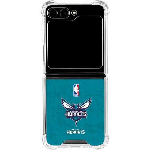 NBA Charlotte Hornets Distressed Galaxy Z Flip6 Clear Case