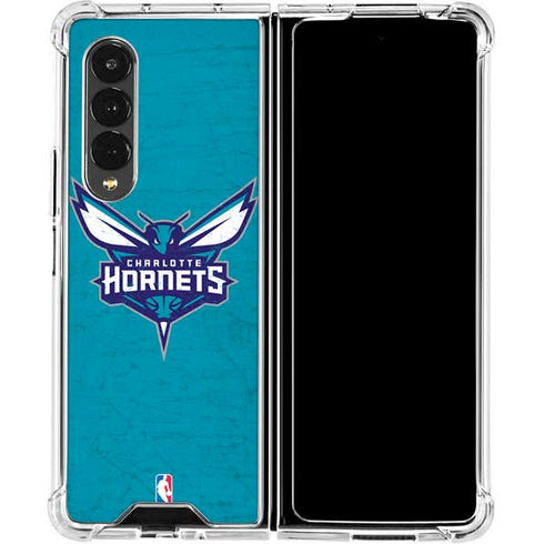 NBA Charlotte Hornets Distressed Galaxy Z Fold4 5G Clear Case