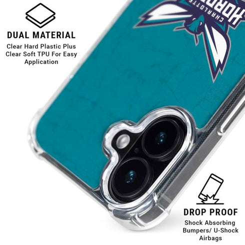 NBA Charlotte Hornets Distressed iPhone 16 Plus Clear Case