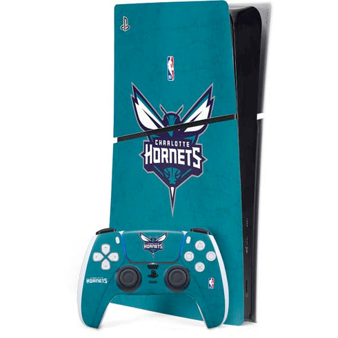 NBA Charlotte Hornets Distressed PS5 Slim Digital Edition Bundle Skin
