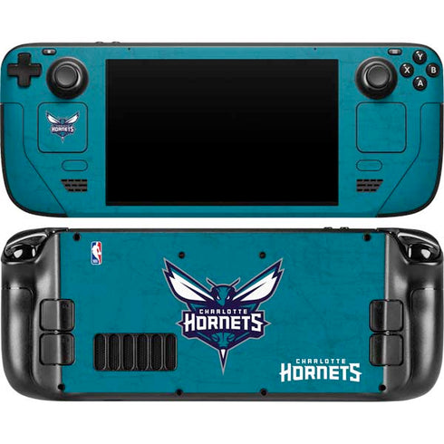 NBA Charlotte Hornets Distressed Steam Deck Handheld Gaming Computer OLED Skin