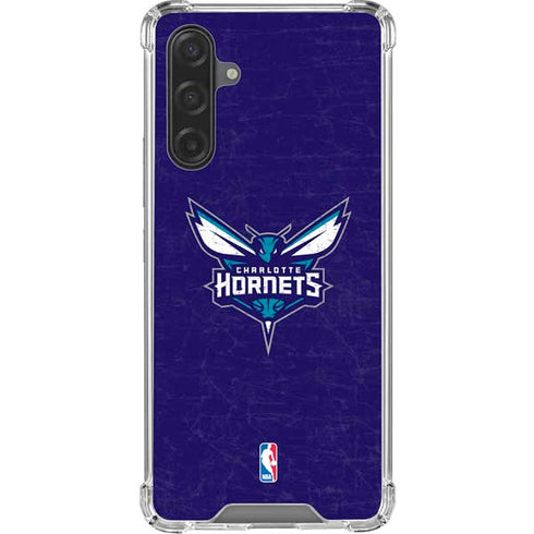 NBA Charlotte Hornets Distressed-Purple Galaxy A17 Clear Case