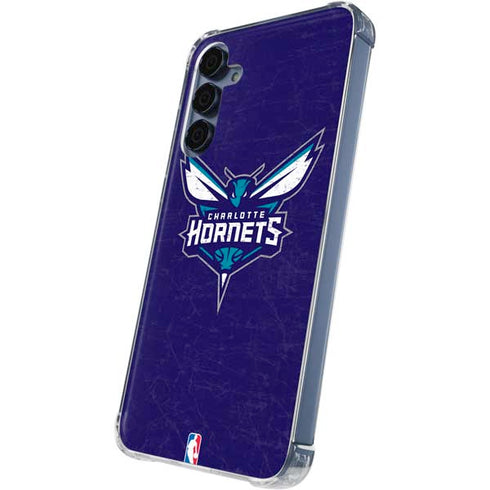 NBA Charlotte Hornets Distressed-Purple Galaxy A35 5G Clear Case