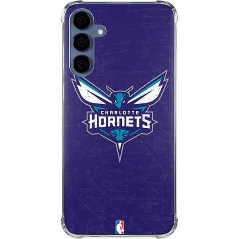 NBA Charlotte Hornets Distressed-Purple Galaxy A55 5G Clear Case