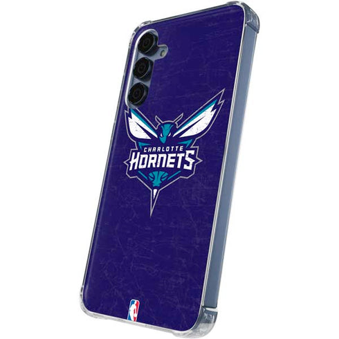 NBA Charlotte Hornets Distressed-Purple Galaxy A55 5G Clear Case