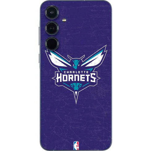 NBA Charlotte Hornets Distressed-Purple Galaxy A55 5G Skin