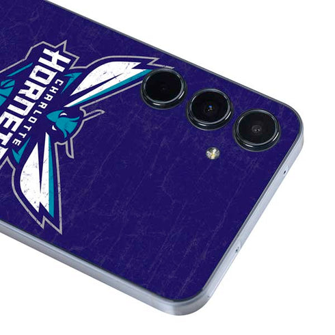 NBA Charlotte Hornets Distressed-Purple Galaxy A55 5G Skin