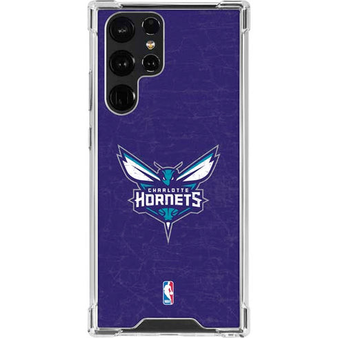 NBA Charlotte Hornets Distressed-Purple Galaxy S23 Ultra Clear Case