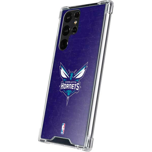 NBA Charlotte Hornets Distressed-Purple Galaxy S23 Ultra Clear Case