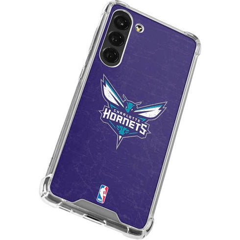 NBA Charlotte Hornets Distressed-Purple Galaxy S24 FE Clear Case