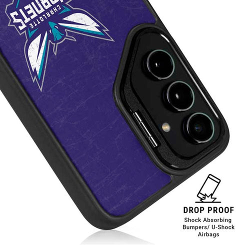 NBA Charlotte Hornets Distressed-Purple Galaxy S24 FE Kickstand Case