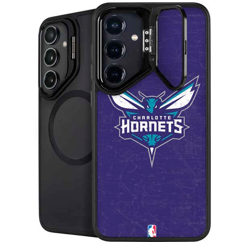 NBA Charlotte Hornets Distressed-Purple Galaxy S25 Kickstand Case