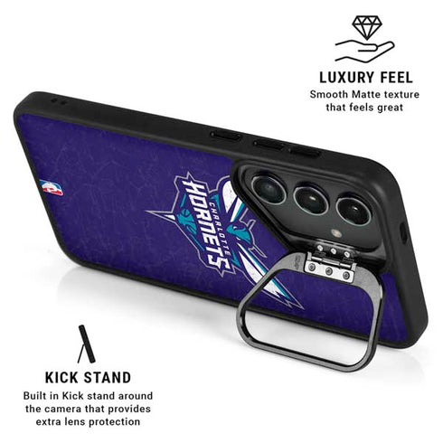 NBA Charlotte Hornets Distressed-Purple Galaxy S25 Plus Kickstand Case