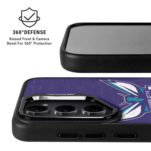 NBA Charlotte Hornets Distressed-Purple Galaxy S25 Plus Kickstand Case