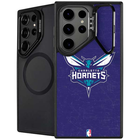 NBA Charlotte Hornets Distressed-Purple Galaxy S25 Ultra Kickstand Case
