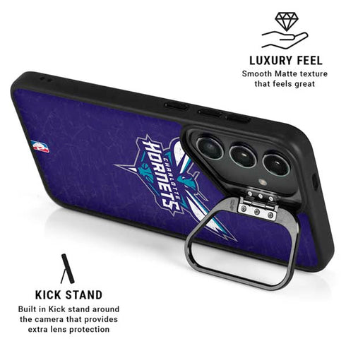 NBA Charlotte Hornets Distressed-Purple Galaxy S25 Ultra Kickstand Case