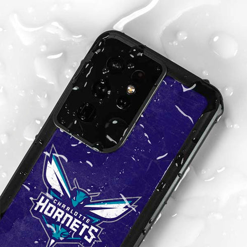 NBA Charlotte Hornets Distressed-Purple Galaxy S24 Ultra Waterproof Case