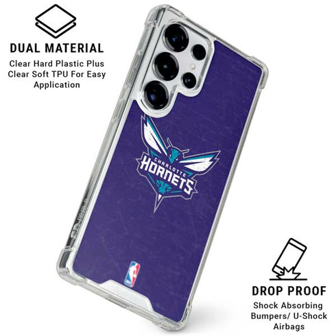NBA Charlotte Hornets Distressed-Purple Galaxy S25 Ultra Clear Case