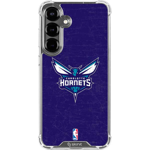 NBA Charlotte Hornets Distressed-Purple Galaxy S26 Clear Case