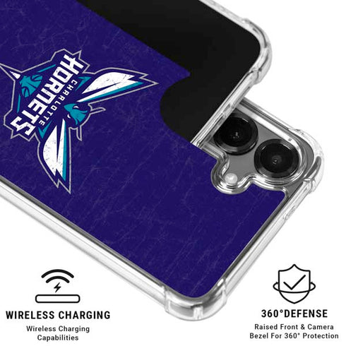 NBA Charlotte Hornets Distressed-Purple Galaxy S26 Clear Case
