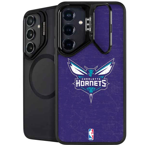NBA Charlotte Hornets Distressed-Purple Galaxy S26 Plus Kickstand Case