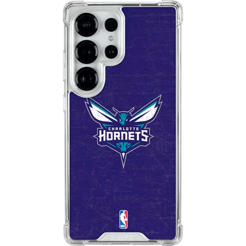NBA Charlotte Hornets Distressed-Purple Galaxy S26 Ultra Clear Case