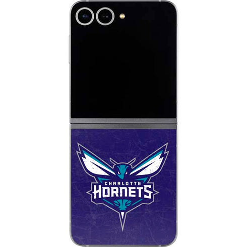 NBA Charlotte Hornets Distressed-Purple Galaxy Z Flip6 Skin