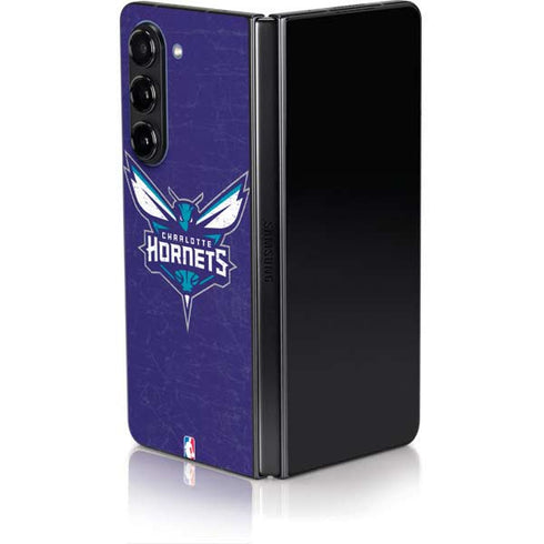 NBA Charlotte Hornets Distressed-Purple Galaxy Z Fold5 5G Skin