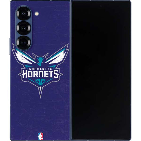 NBA Charlotte Hornets Distressed-Purple Galaxy Z Fold6 Skin