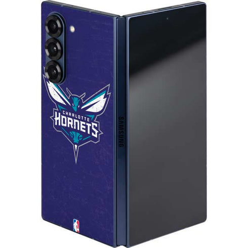 NBA Charlotte Hornets Distressed-Purple Galaxy Z Fold6 Skin