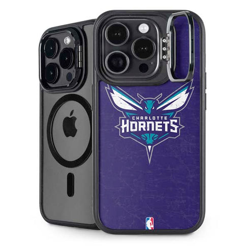 NBA Charlotte Hornets Distressed-Purple iPhone 14 Pro Max Kickstand Case