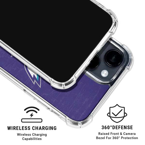 NBA Charlotte Hornets Distressed-Purple iPhone 15 Clear Case