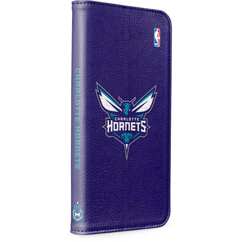 NBA Charlotte Hornets Distressed-Purple iPhone 15 Folio Case