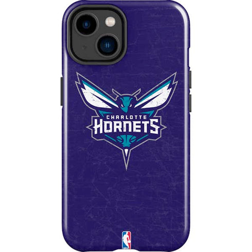 NBA Charlotte Hornets Distressed-Purple iPhone 15 Impact Case