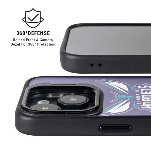 NBA Charlotte Hornets Distressed-Purple iPhone 15 Kickstand Case