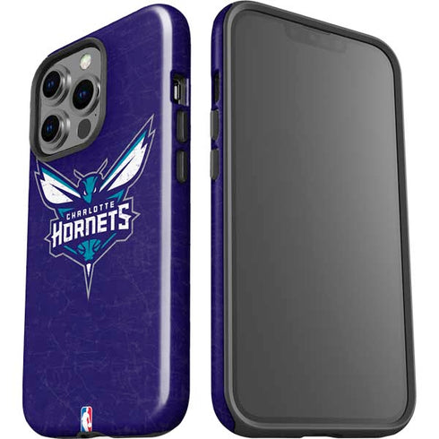 NBA Charlotte Hornets Distressed-Purple iPhone 15 Pro Impact Case