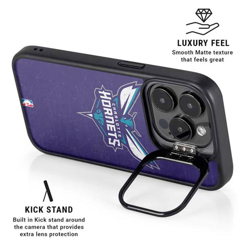 NBA Charlotte Hornets Distressed-Purple iPhone 15 Pro Kickstand Case